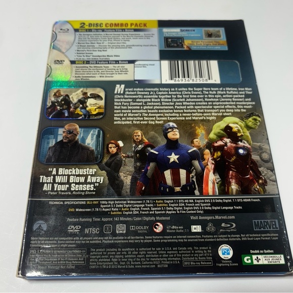 "The Avengers” Blu-ray and DVD combo pack of the 2012 Marvel movie - Picture 2 of 3